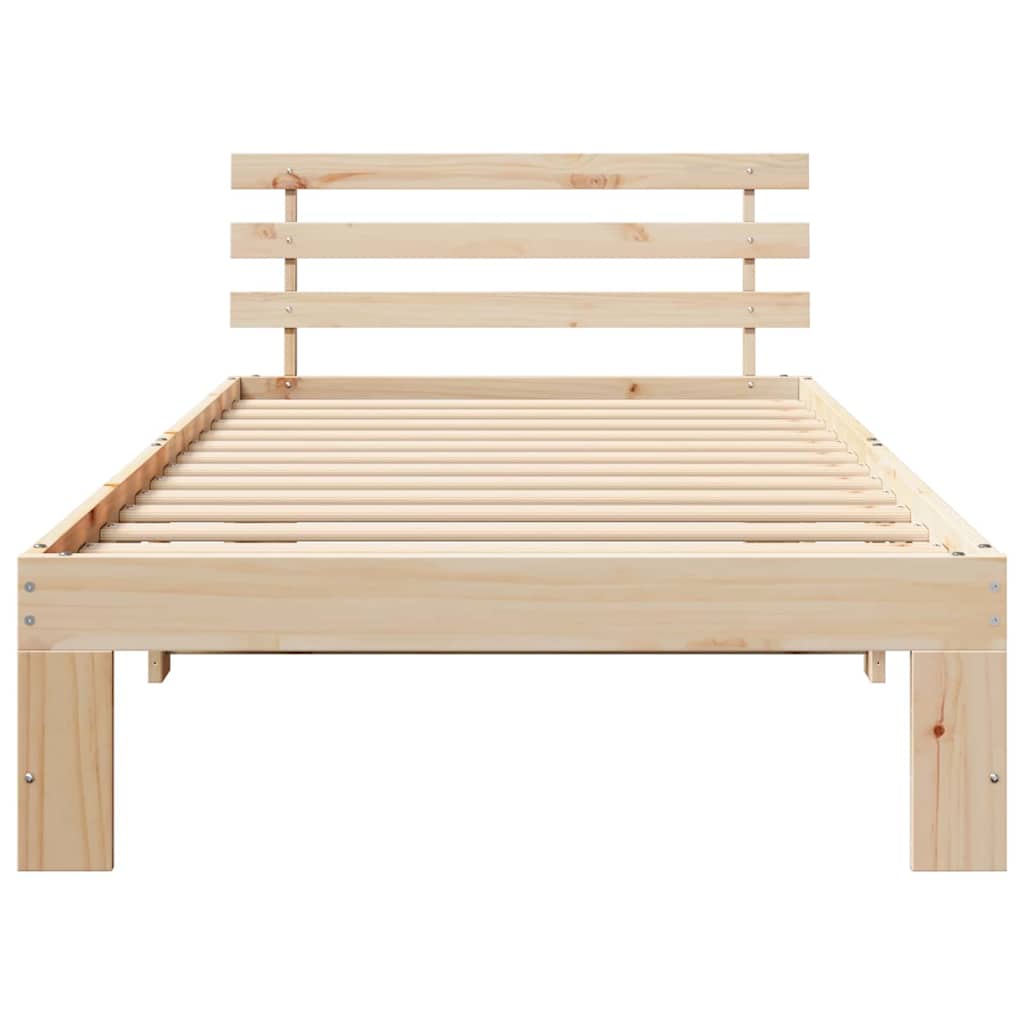Cadre de lit avec tête de lit Naturel 90 x 190 cm Pin massif - XIOS