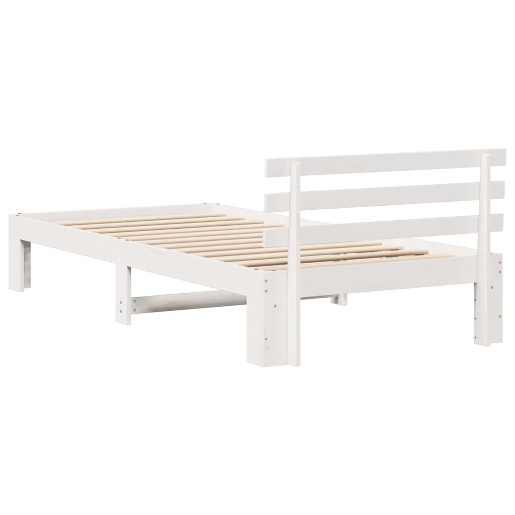 Cadre de lit avec tête de lit Blanc 90 x 190 cm Pin massif - XIOS