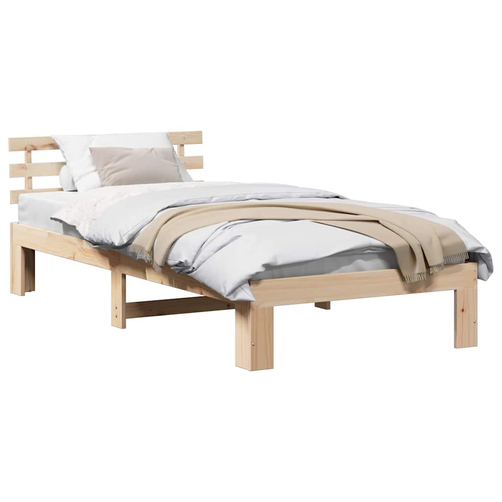 Cadre de lit avec tête de lit Naturel 75 x 190 cm Pin massif - XIOS