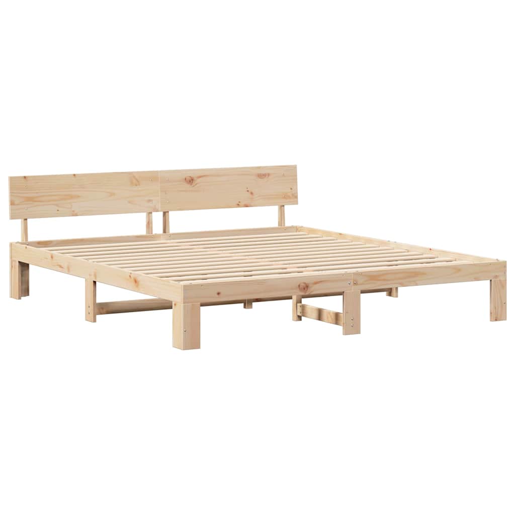 Cadre de lit avec tête de lit Naturel 200 x 200 cm Pin massif - XIOS