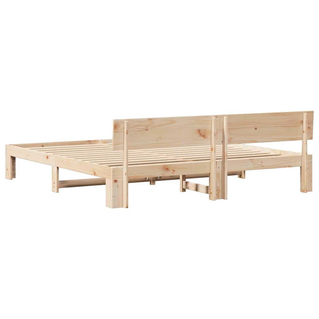 Cadre de lit avec tête de lit Naturel 200 x 200 cm Pin massif - XIOS
