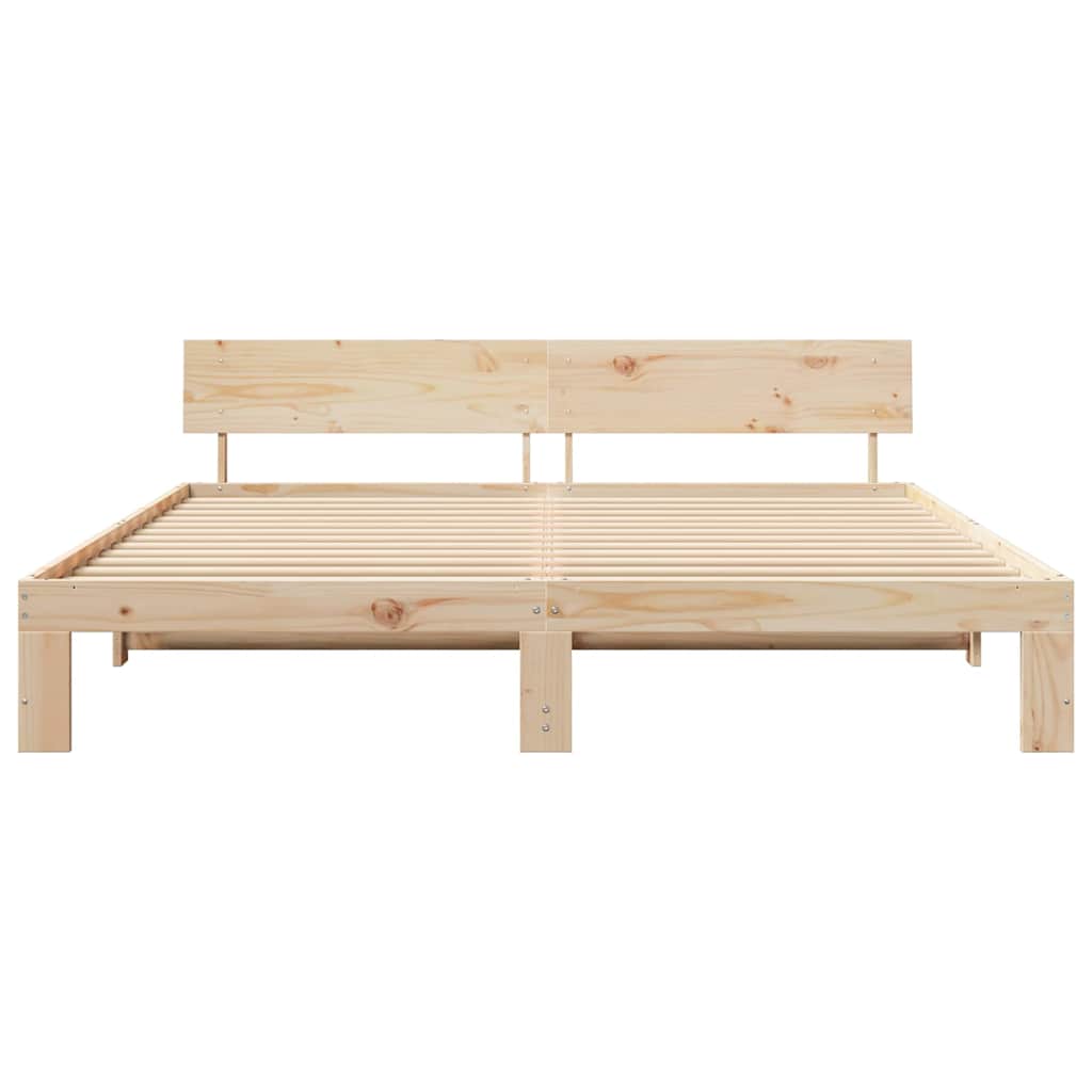 Cadre de lit avec tête de lit Naturel 200 x 200 cm Pin massif - XIOS