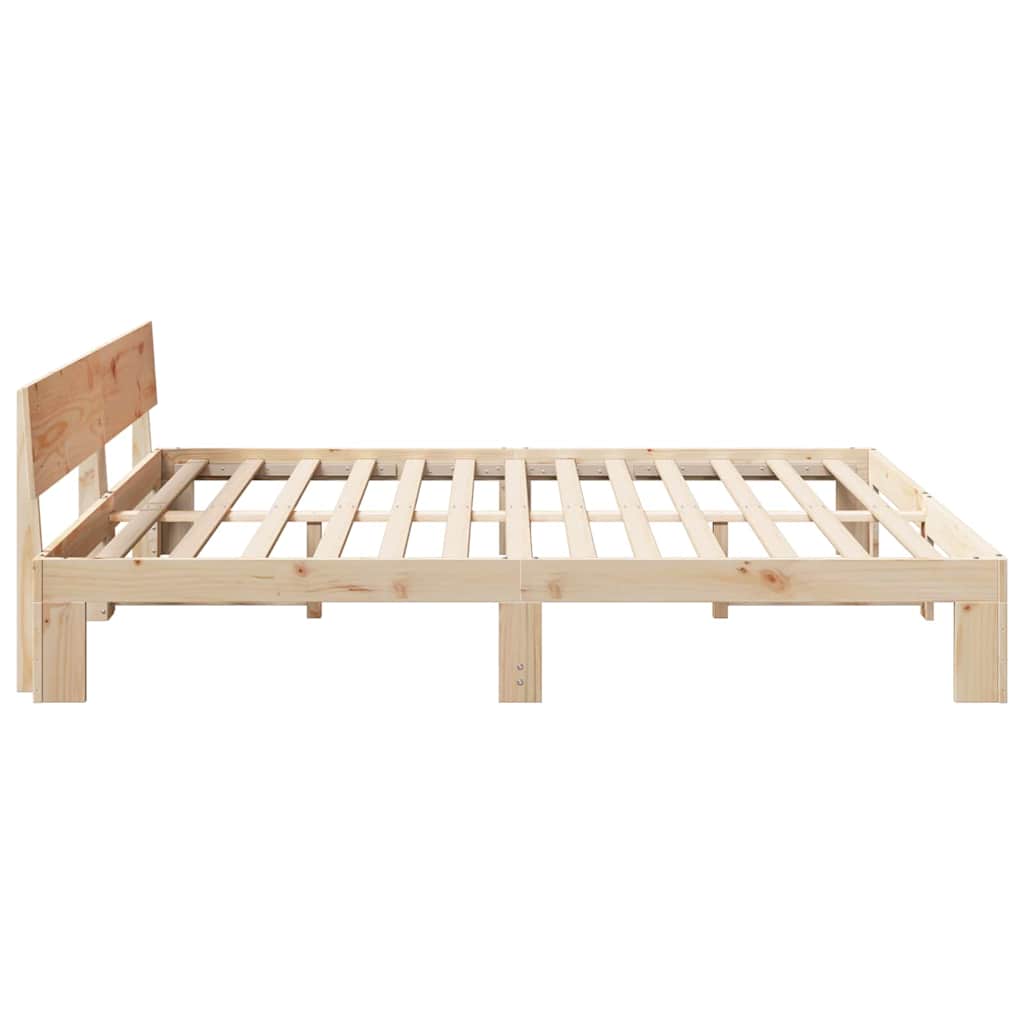 Cadre de lit avec tête de lit Naturel 200 x 200 cm Pin massif - XIOS
