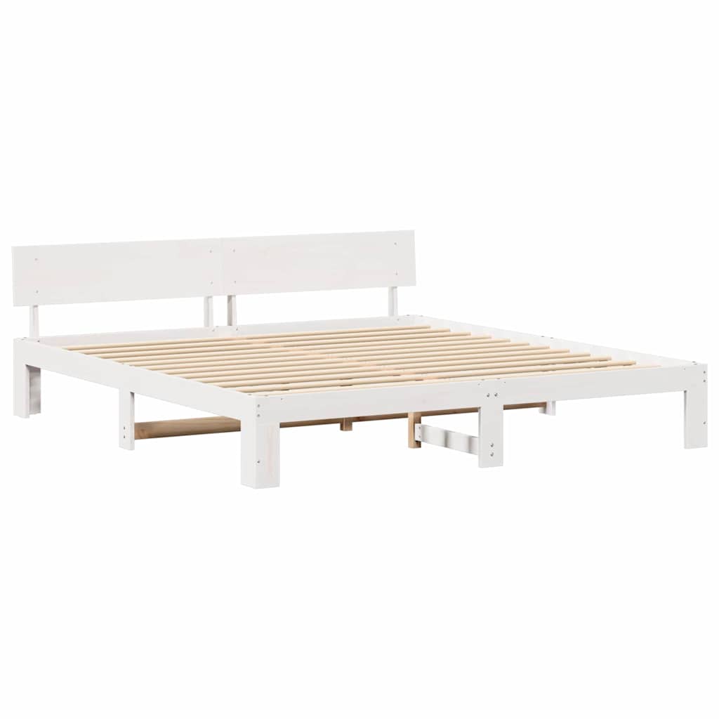 Cadre de lit avec tête de lit Blanc 200 x 200 cm Pin massif - XIOS