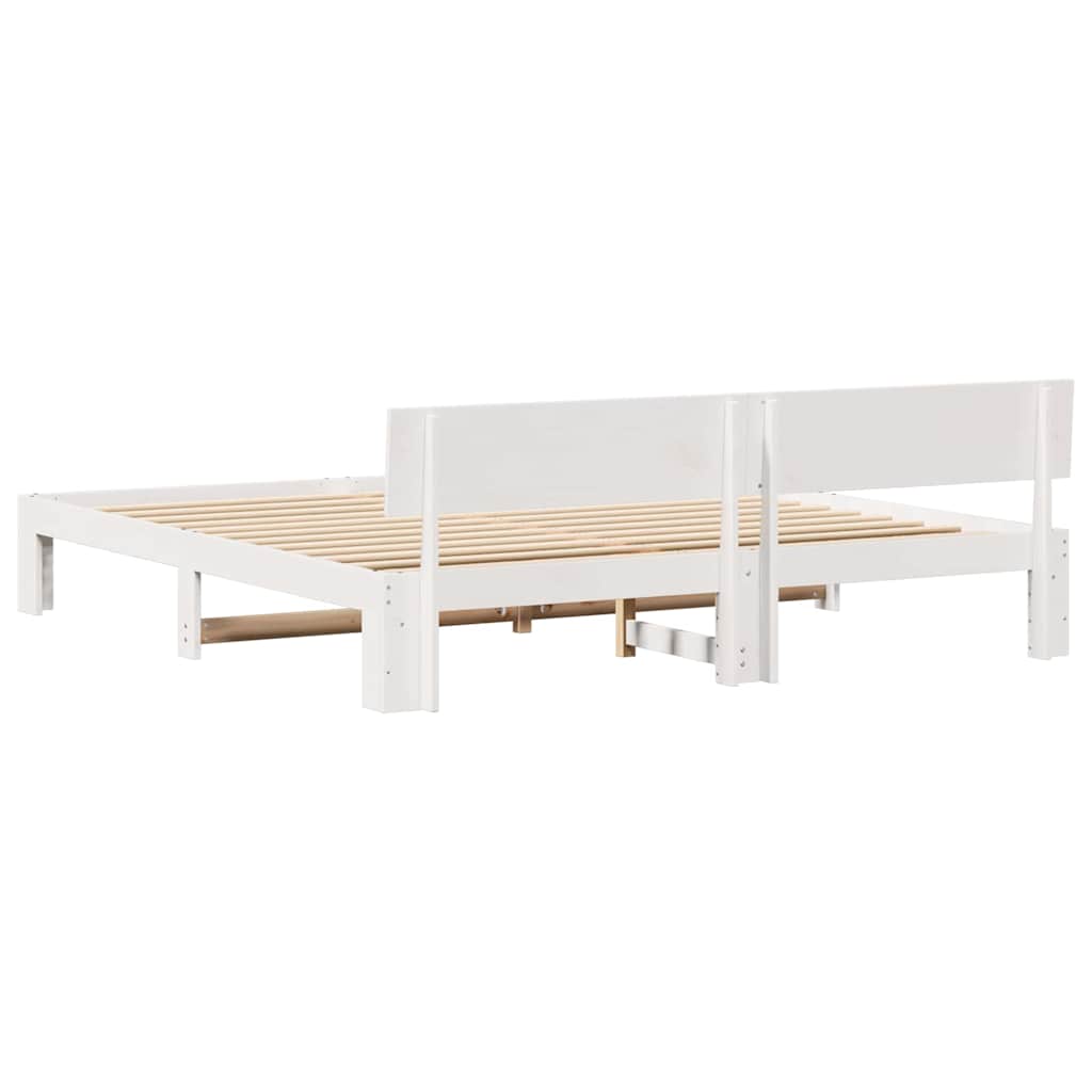 Cadre de lit avec tête de lit Blanc 200 x 200 cm Pin massif - XIOS