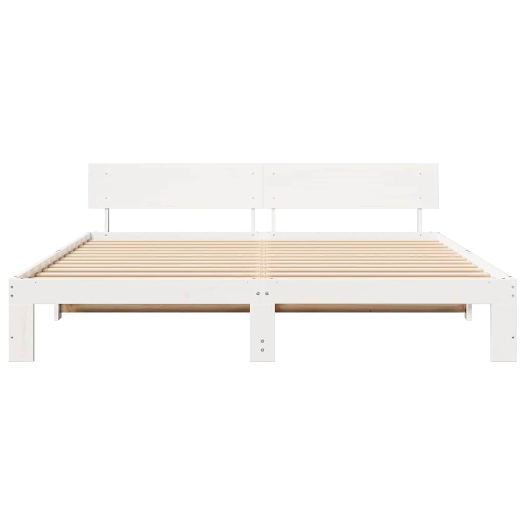 Cadre de lit avec tête de lit Blanc 200 x 200 cm Pin massif - XIOS