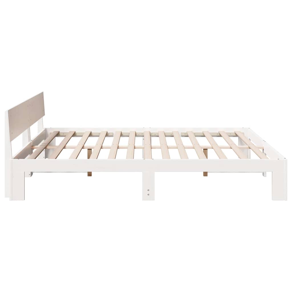 Cadre de lit avec tête de lit Blanc 200 x 200 cm Pin massif - XIOS