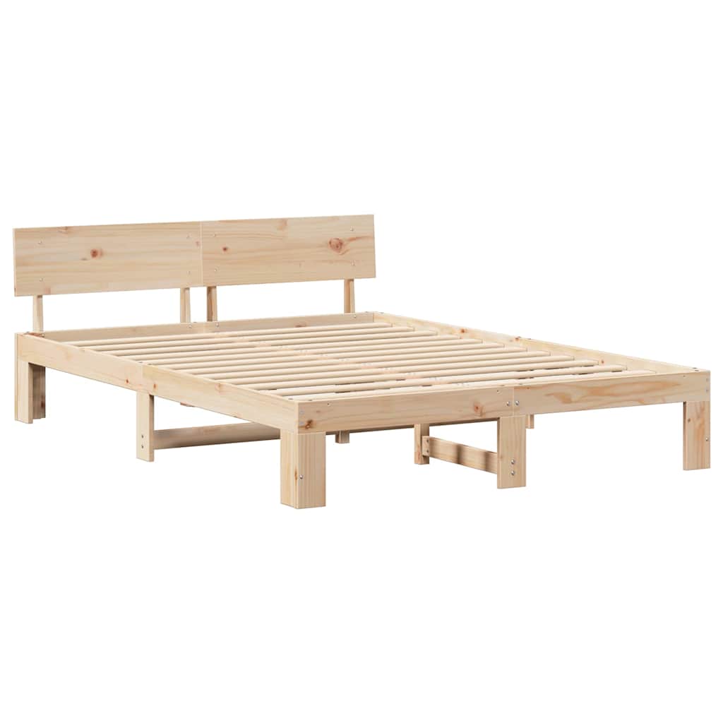 Cadre de lit avec tête de lit Naturel 160 x 200 cm Pin massif - XIOS