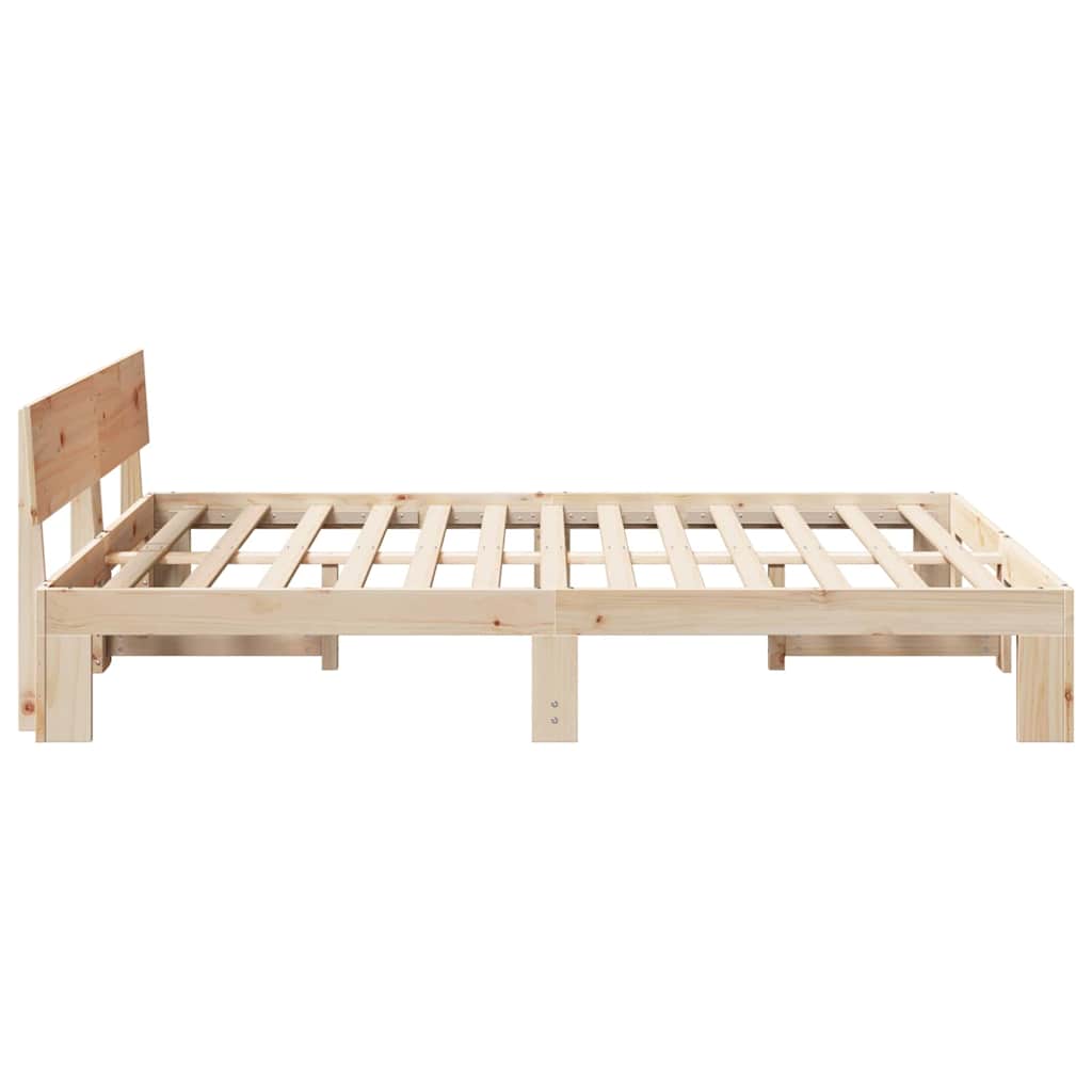 Cadre de lit avec tête de lit Naturel 160 x 200 cm Pin massif - XIOS