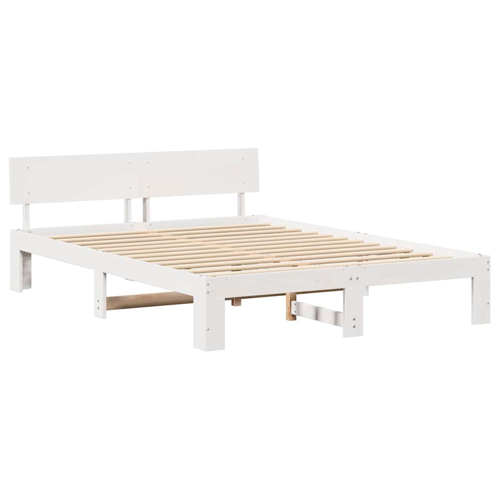 Cadre de lit avec tête de lit Blanc 160 x 200 cm Pin massif - XIOS