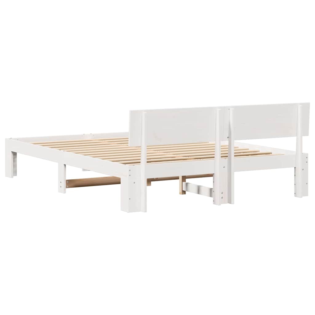 Cadre de lit avec tête de lit Blanc 160 x 200 cm Pin massif - XIOS