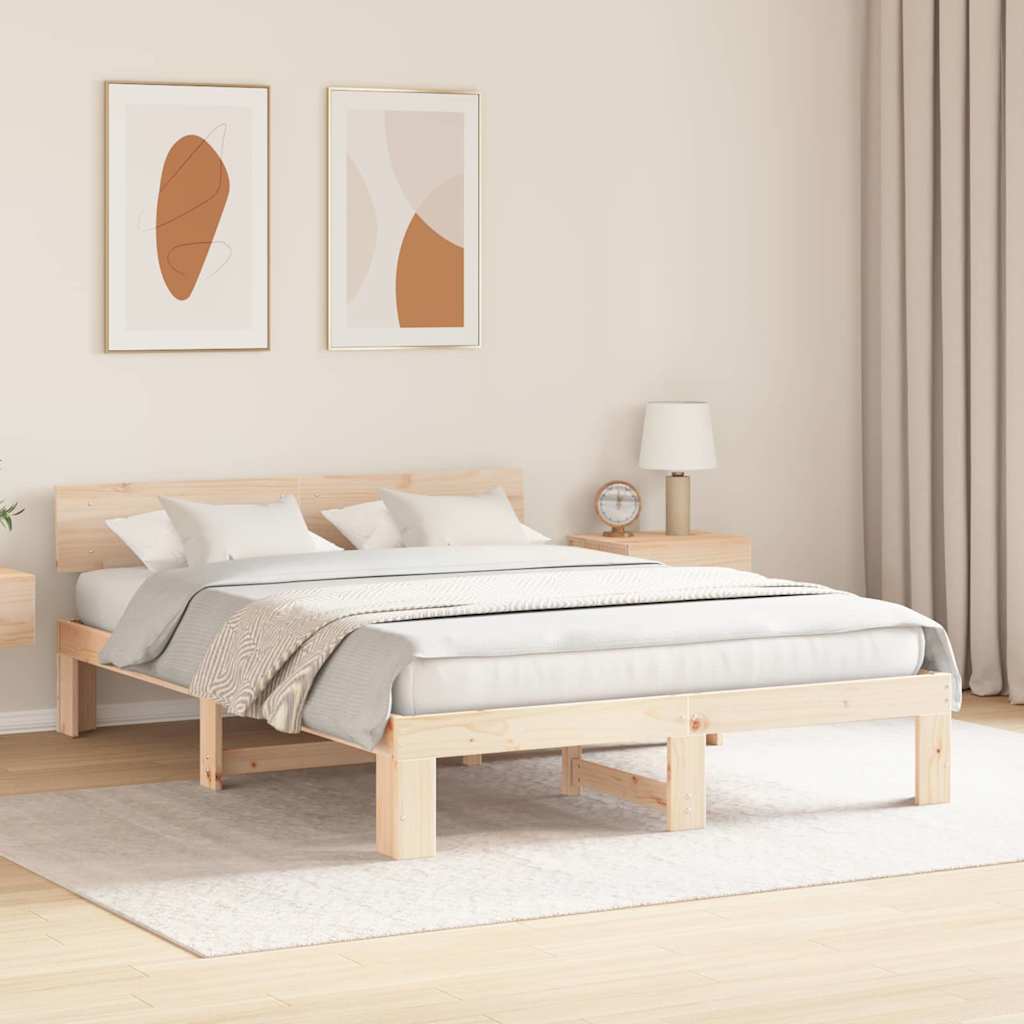 Cadre de lit avec tête de lit Naturel 150 x 200 cm Pin massif - XIOS