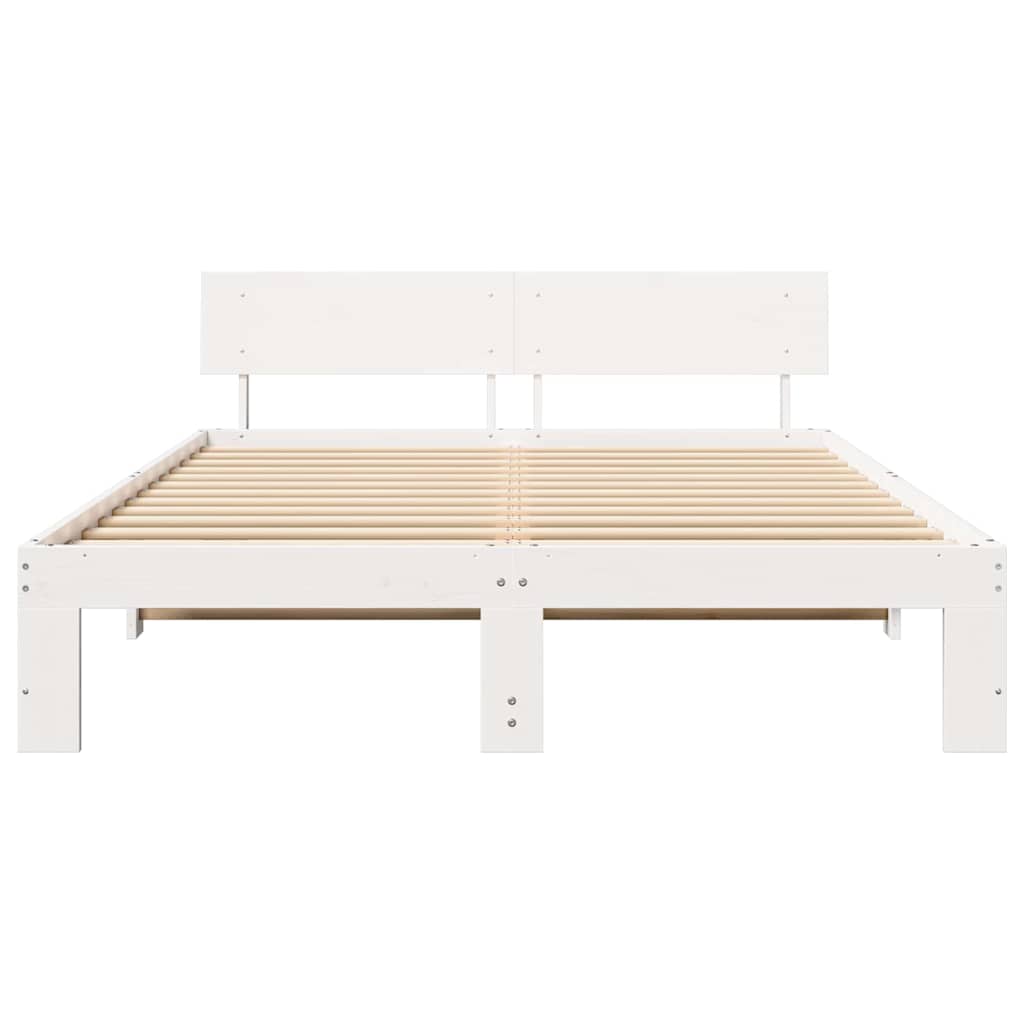 Cadre de lit avec tête de lit Blanc 150 x 200 cm Pin massif - XIOS