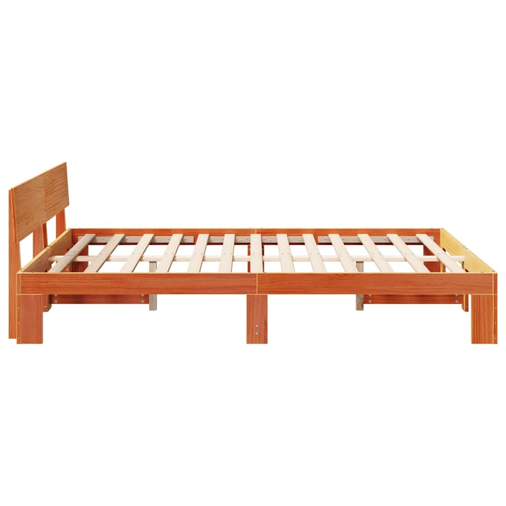 Cadre de lit avec tête de lit Brun cire 150 x 200 cm Pin massif - XIOS