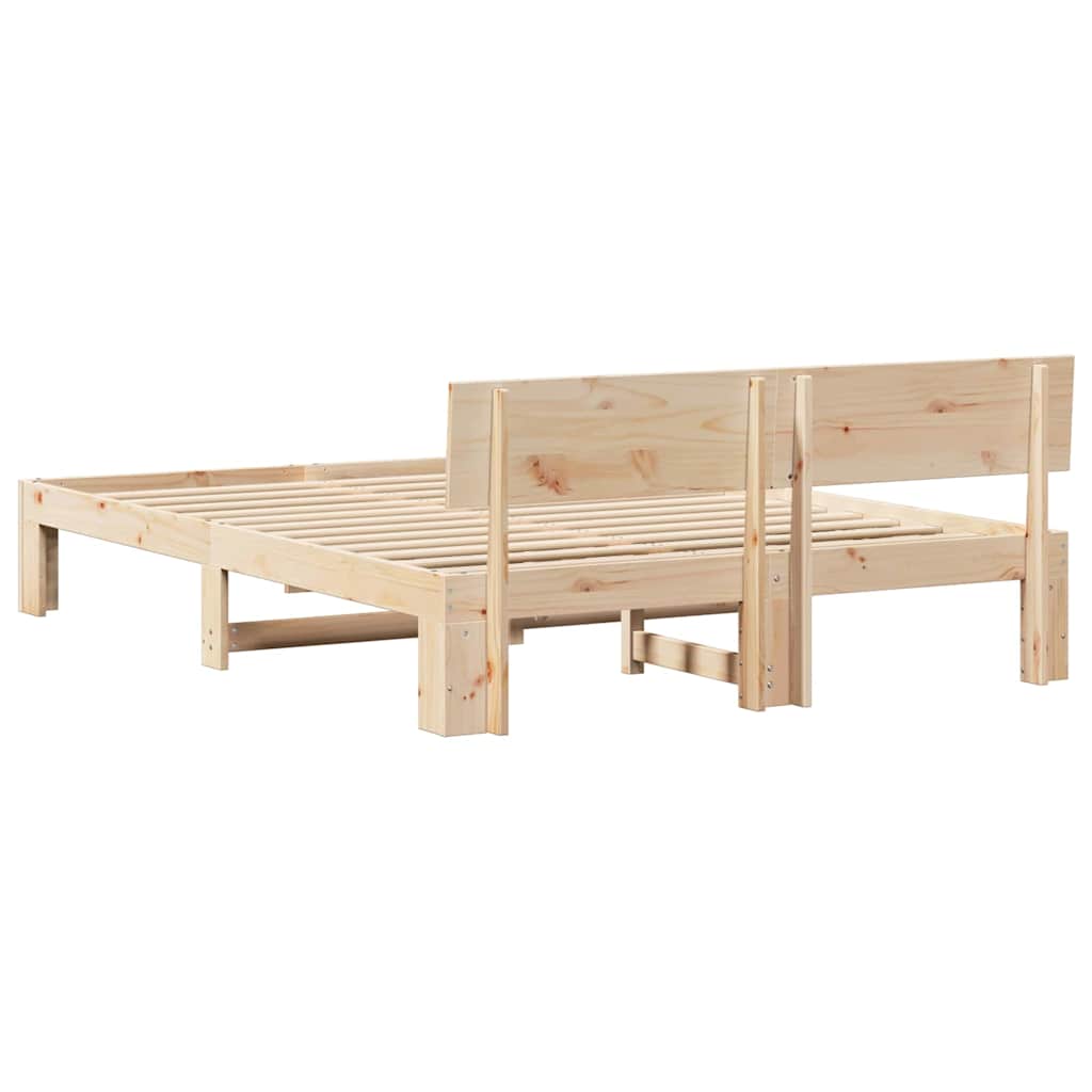 Cadre de lit avec tête de lit Naturel 140 x 200 cm Pin massif - XIOS