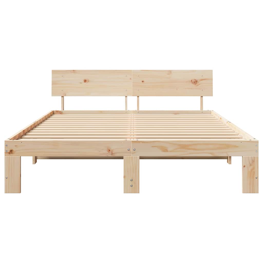 Cadre de lit avec tête de lit Naturel 140 x 200 cm Pin massif - XIOS