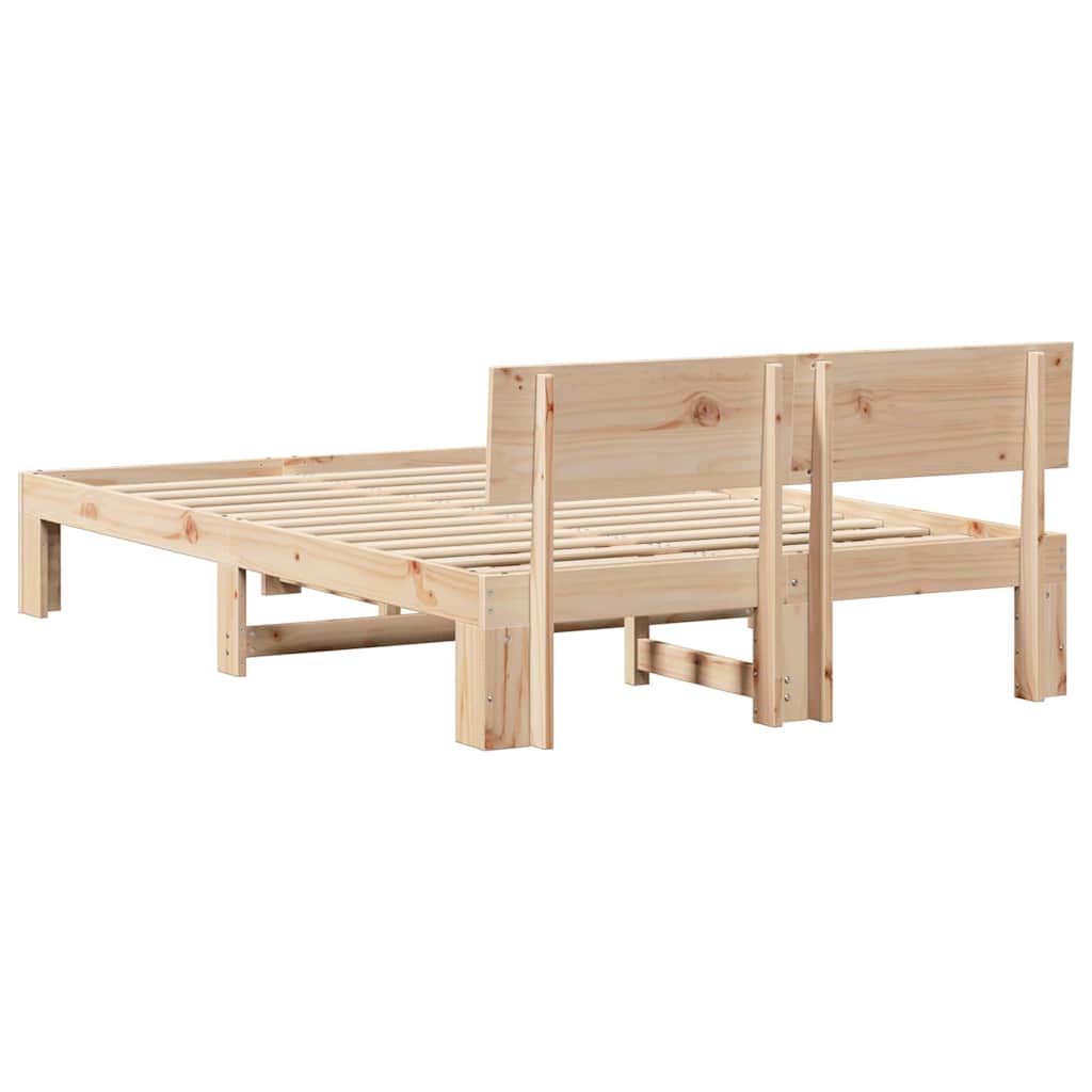 Cadre de lit avec tête de lit Naturel 120 x 200 cm Pin massif - XIOS