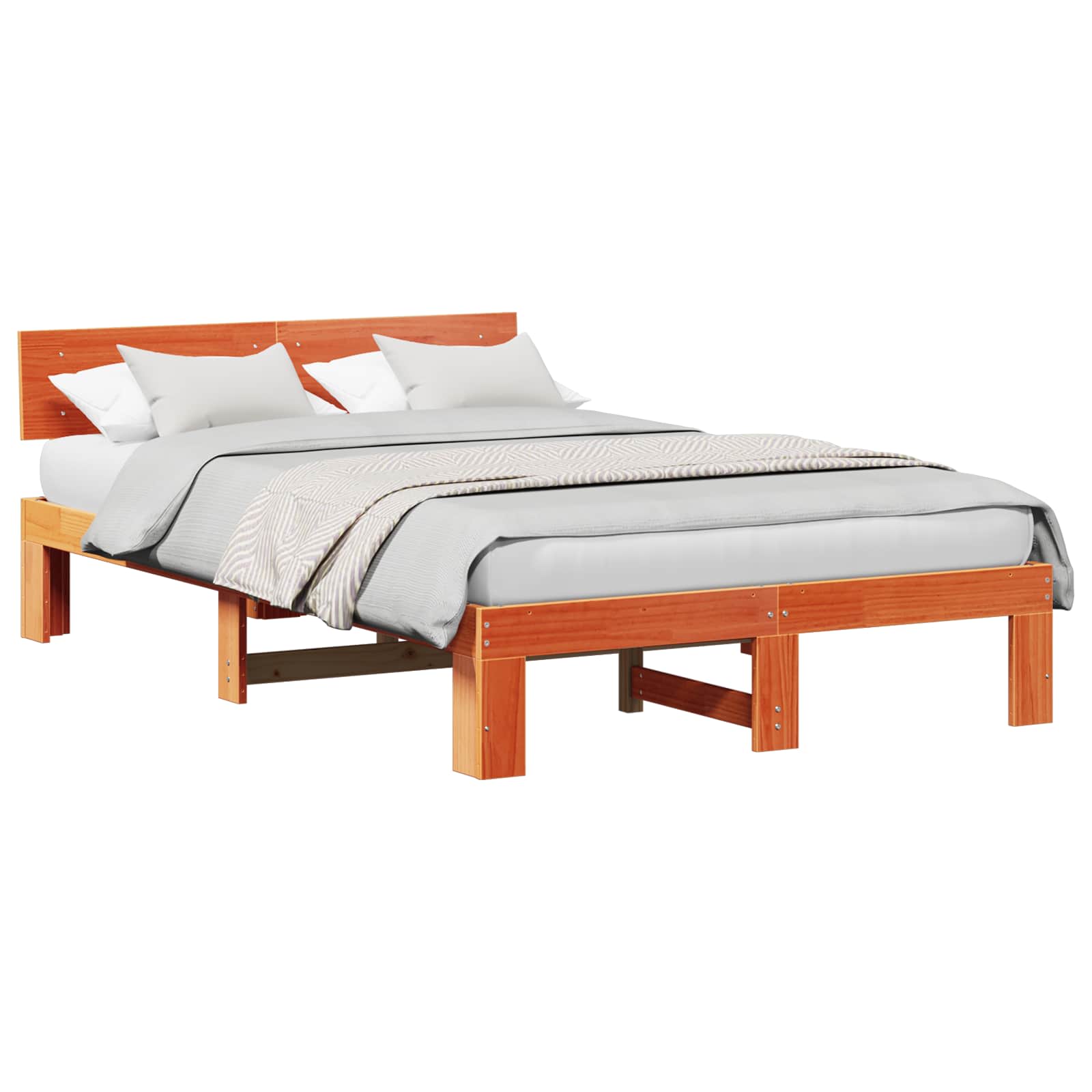 Cadre de lit avec tête de lit Brun cire 120 x 200 cm Pin massif - XIOS