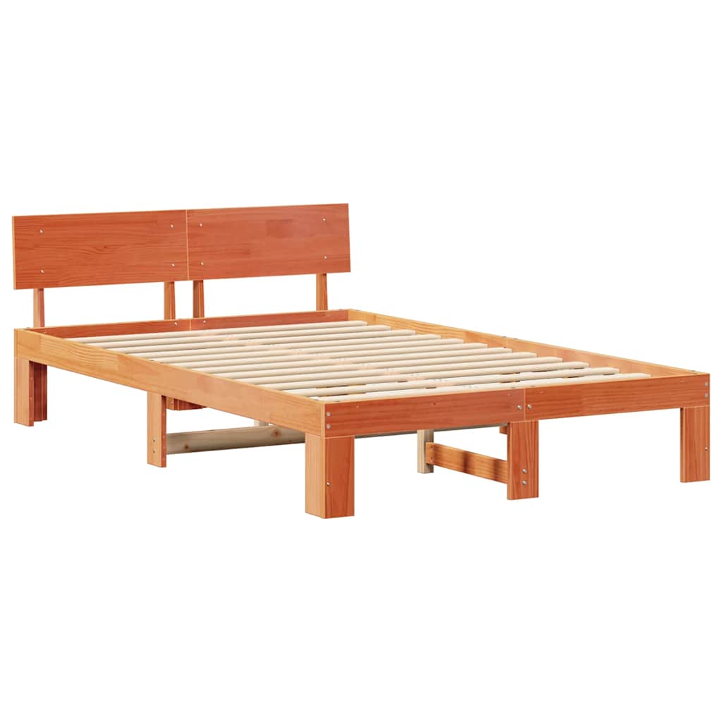 Cadre de lit avec tête de lit Brun cire 120 x 200 cm Pin massif - XIOS