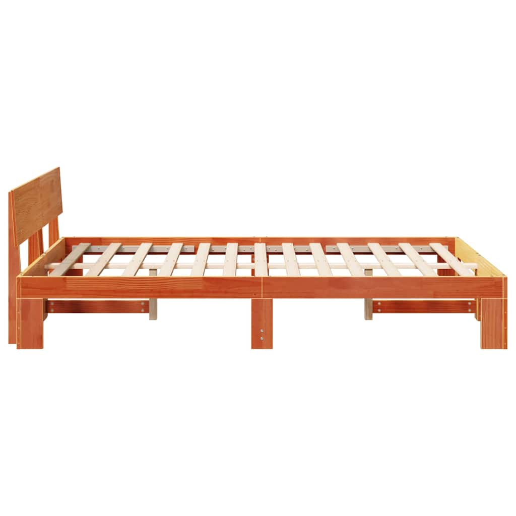 Cadre de lit avec tête de lit Brun cire 140 x 190 cm Pin massif - XIOS