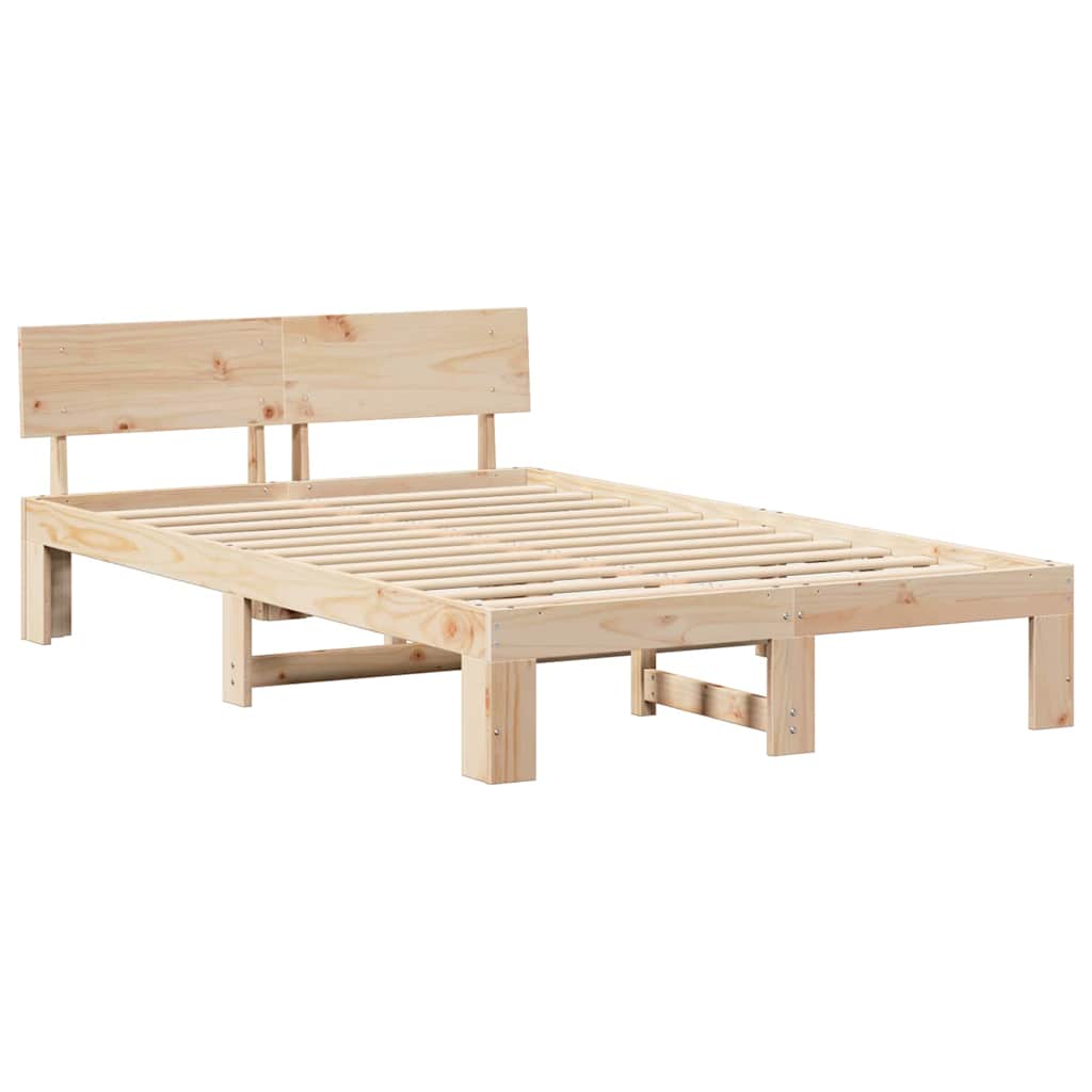 Cadre de lit avec tête de lit Naturel 135 x 190 cm Pin massif - XIOS