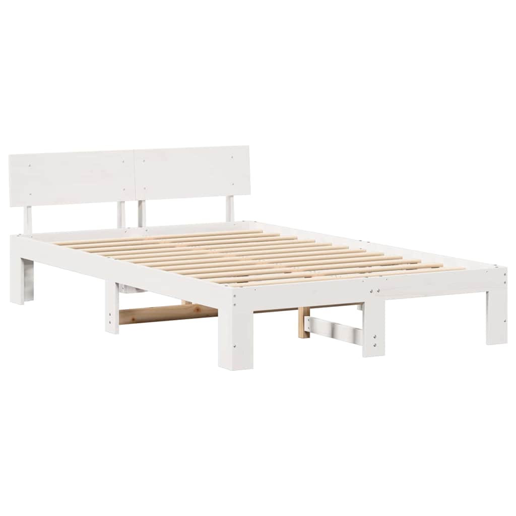 Cadre de lit avec tête de lit Blanc 135 x 190 cm Pin massif - XIOS