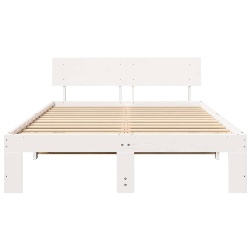Cadre de lit Blanc 135 x 190 cm Bois de pin massif - XIOS