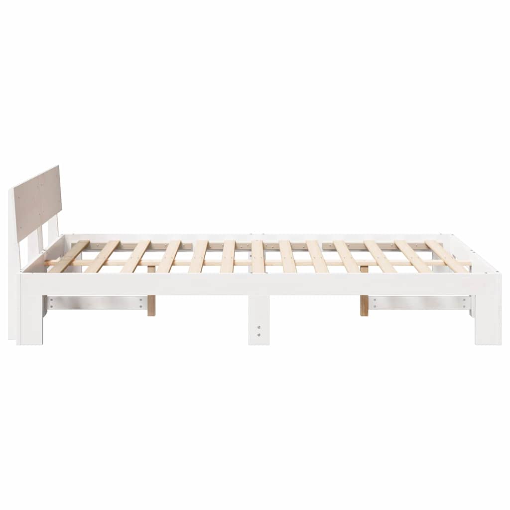 Cadre de lit avec tête de lit Blanc 135 x 190 cm Pin massif - XIOS