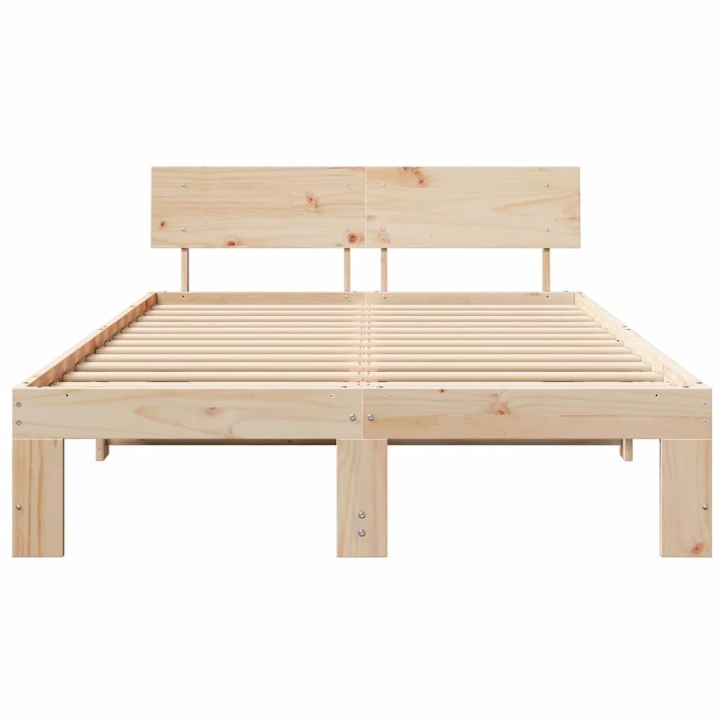 Cadre de lit avec tête de lit Naturel 120 x 190 cm Pin massif - XIOS