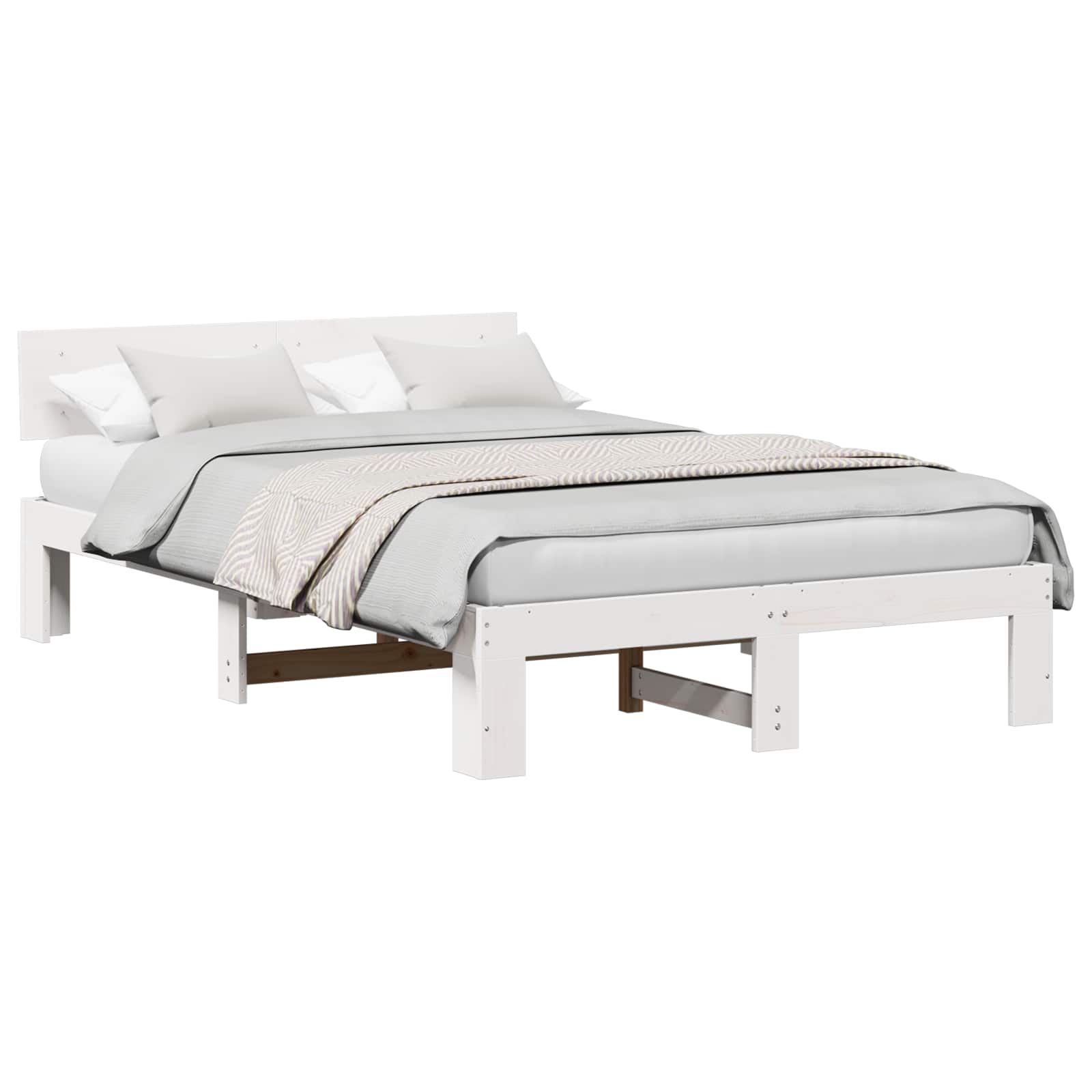 Cadre de lit avec tête de lit Blanc 120 x 190 cm Pin massif - XIOS