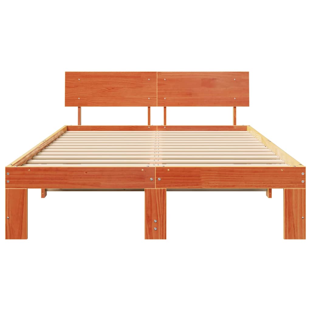 Cadre de lit avec tête de lit Brun cire 120 x 190 cm Pin massif - XIOS