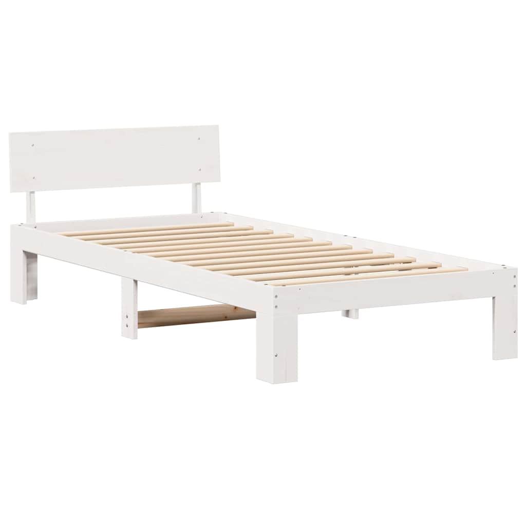 Cadre de lit avec tête de lit Blanc 100 x 200 cm Pin massif - XIOS