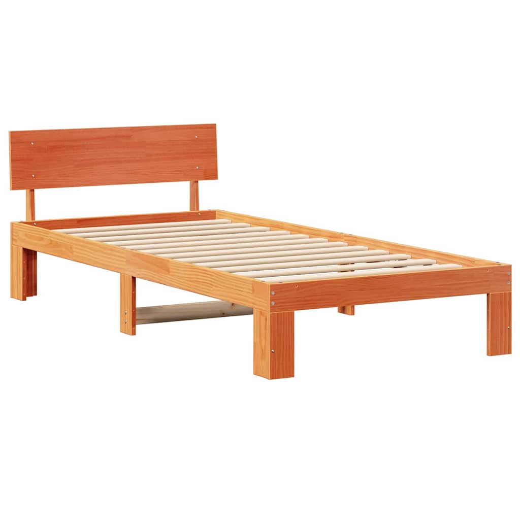 Cadre de lit avec tête de lit Brun cire 100 x 200 cm Pin massif - XIOS