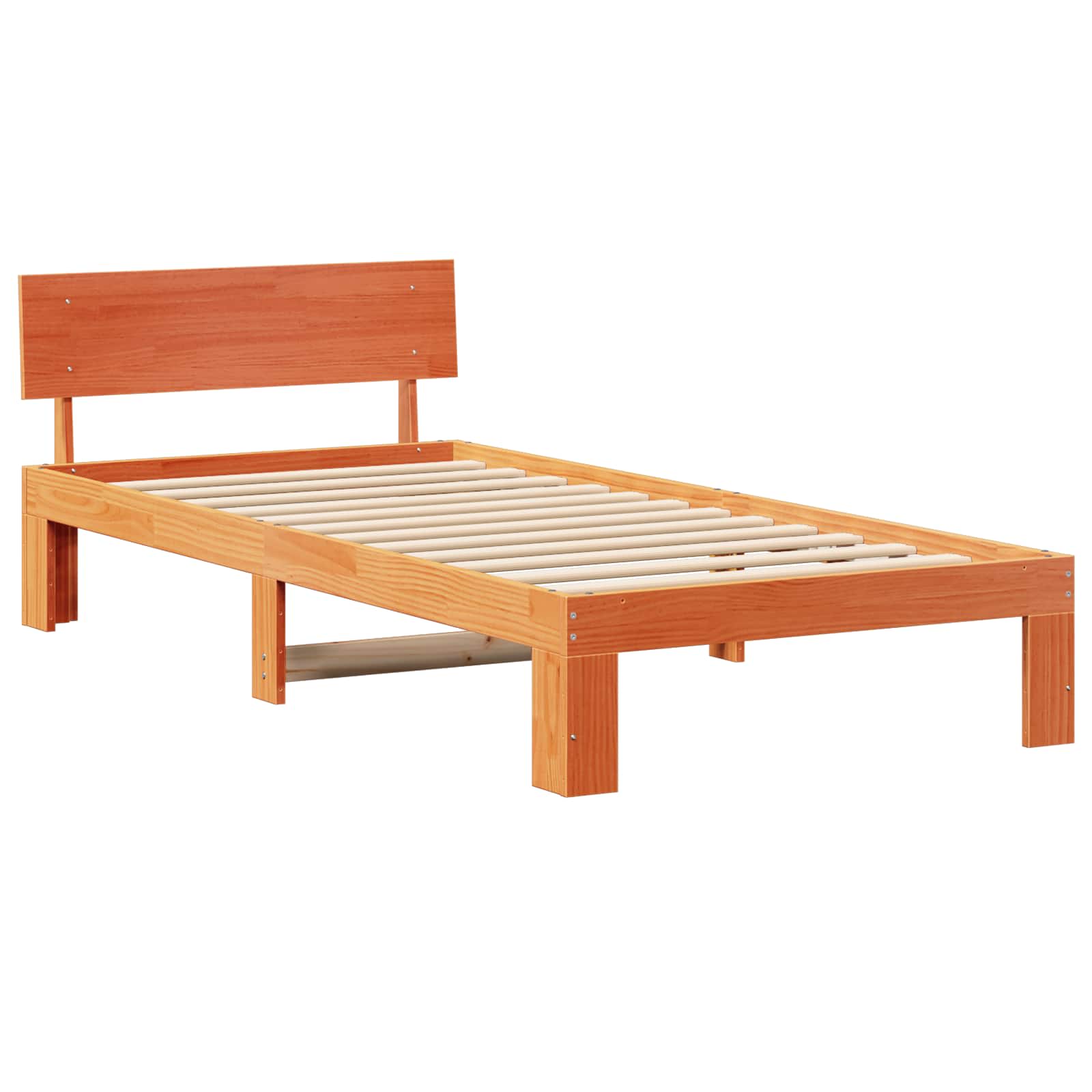 Cadre de lit avec tête de lit Brun cire 90 x 200 cm Pin massif - XIOS