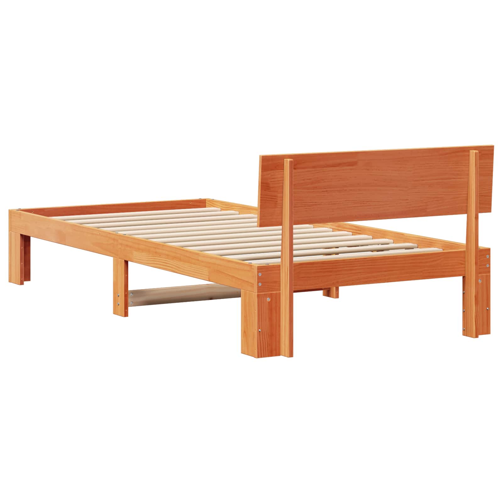 Cadre de lit avec tête de lit Brun cire 90 x 200 cm Pin massif - XIOS