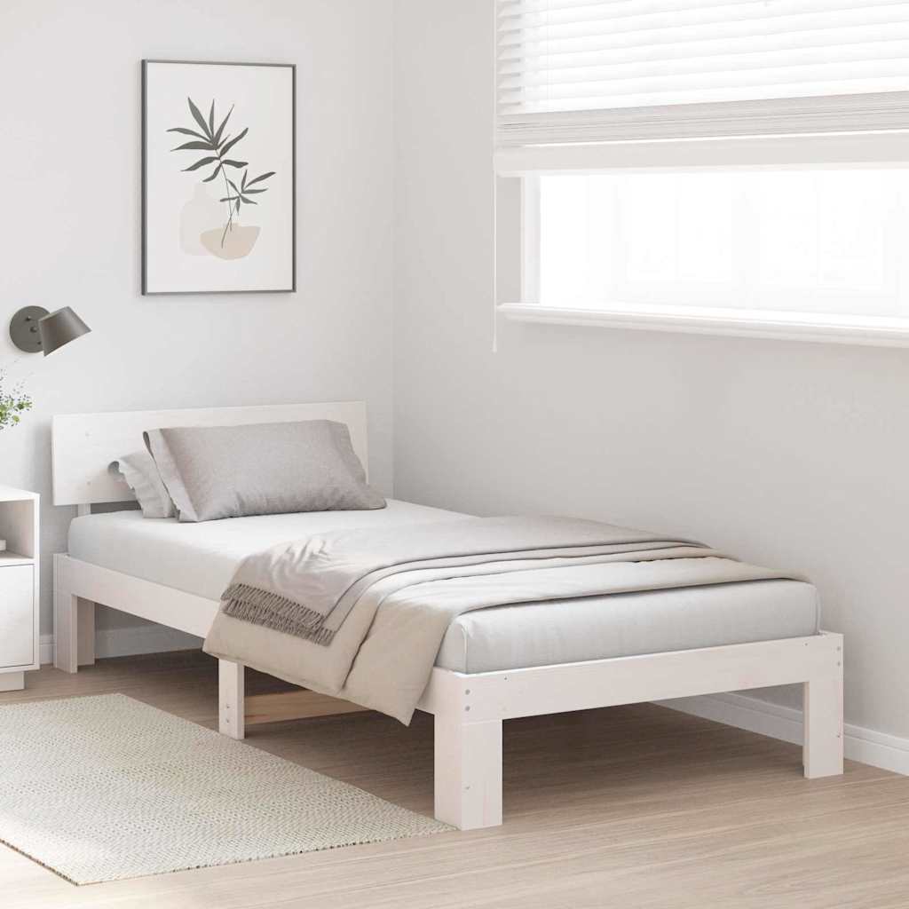 Cadre de lit avec tête de lit Blanc 80 x 200 cm Pin massif - XIOS