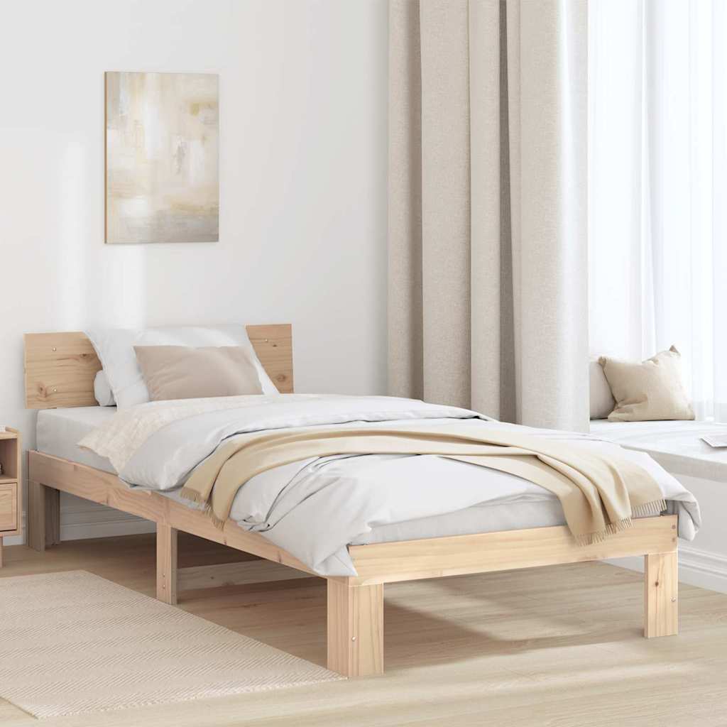 Cadre de lit avec tête de lit Naturel 75 x 190 cm Pin massif - XIOS