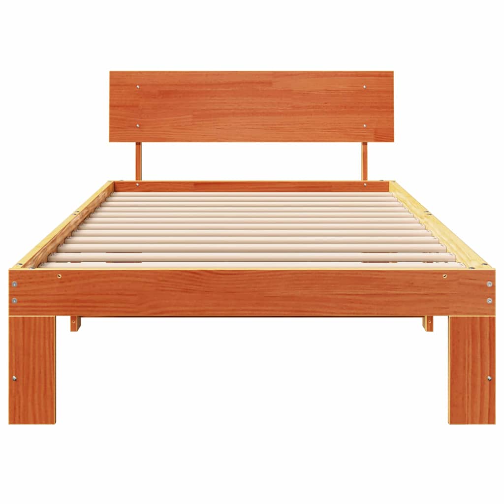 Cadre de lit avec tête de lit Brun cire 75 x 190 cm Pin massif - XIOS