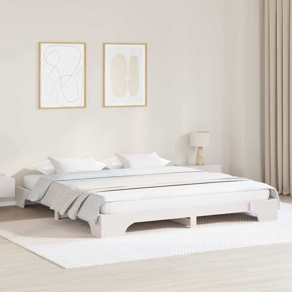 Cadre de lit Blanc 200 x 200 cm Pin massif - XIOS