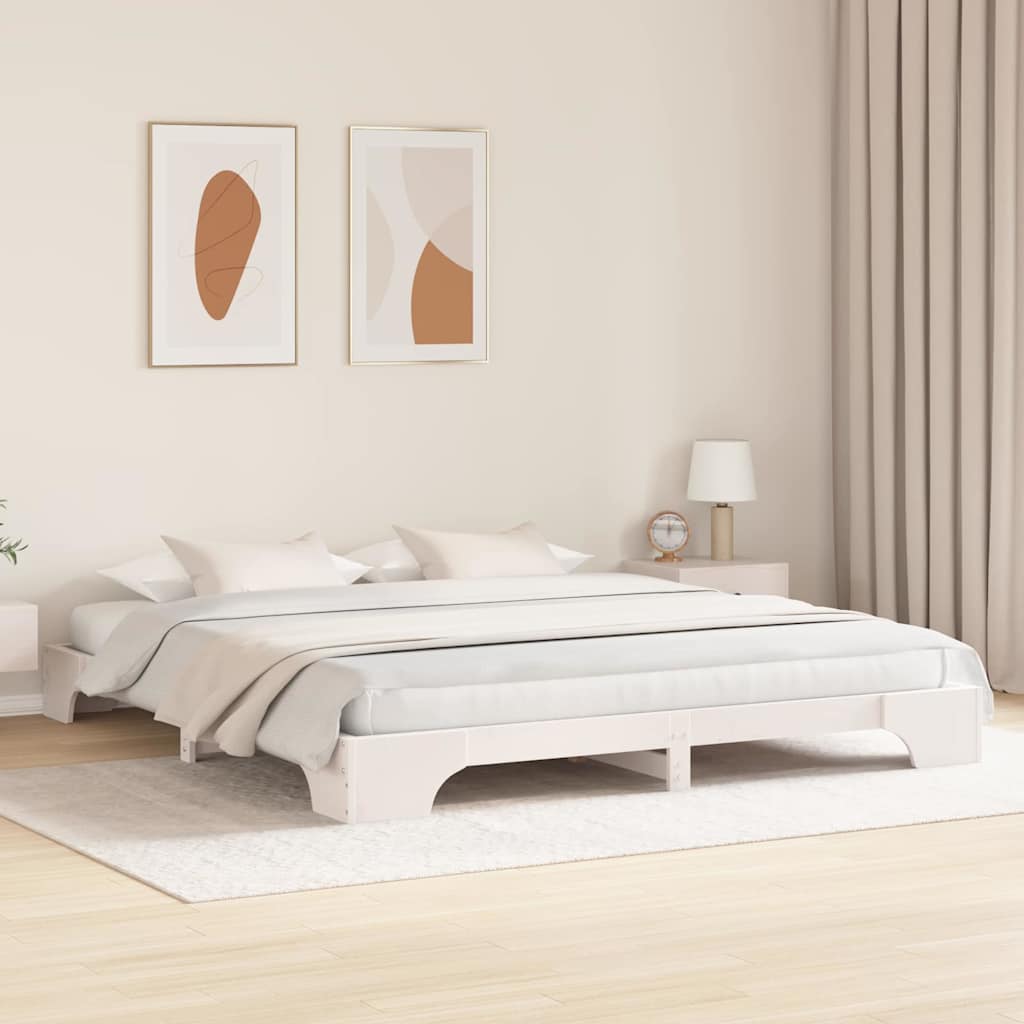 Cadre de lit Blanc 200 x 200 cm Pin massif - XIOS