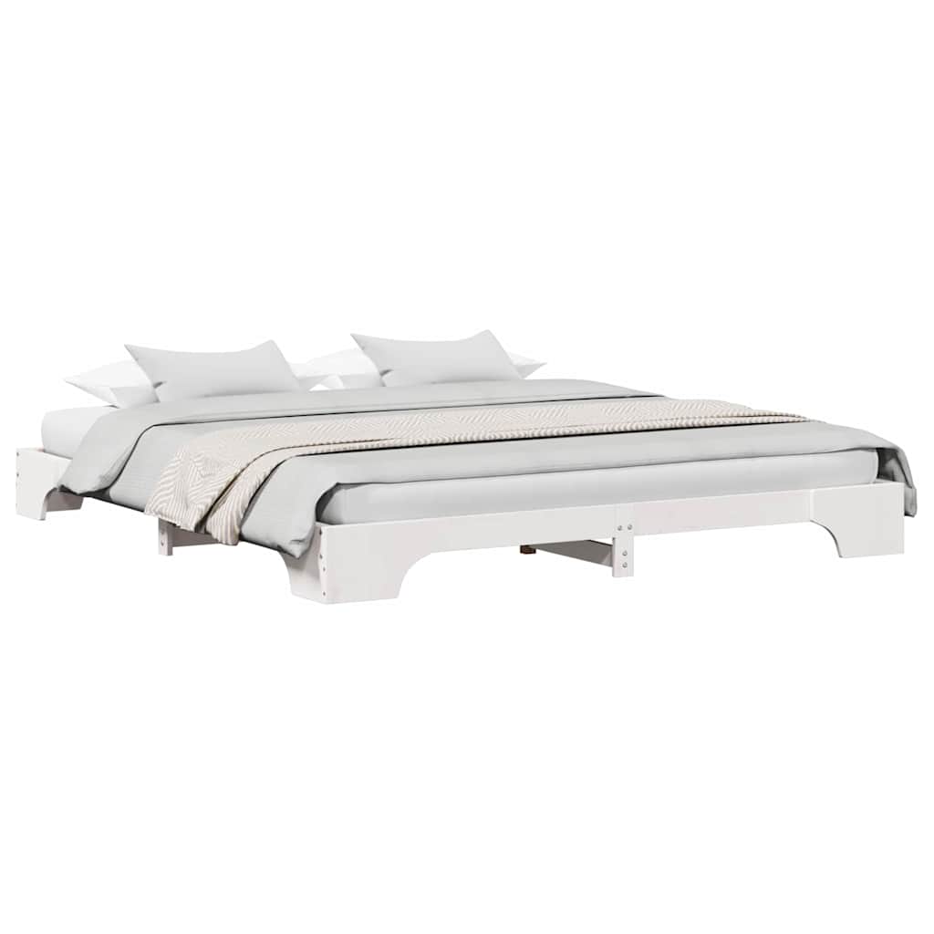 Cadre de lit Blanc 200 x 200 cm Pin massif - XIOS