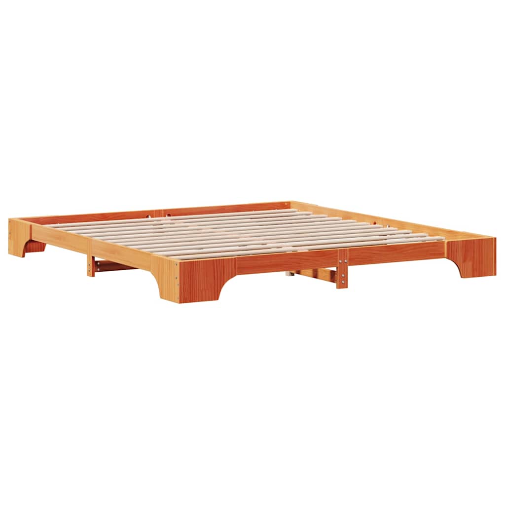 Cadre de lit Brun cire 200 x 200 cm Pin massif - XIOS