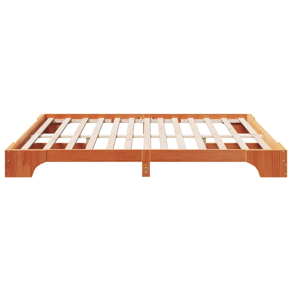 Cadre de lit Brun cire 200 x 200 cm Pin massif - XIOS