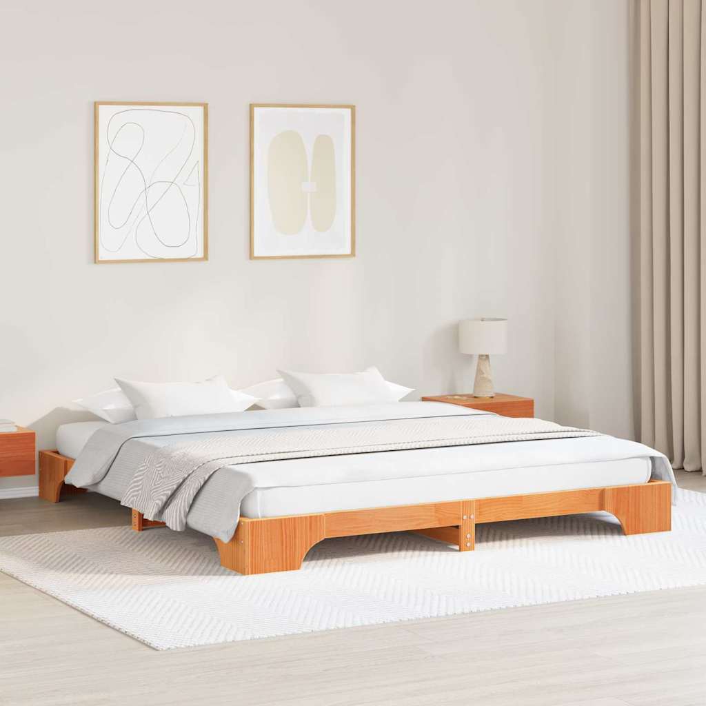 Cadre de lit Brun cire 180 x 200 cm Pin massif - XIOS