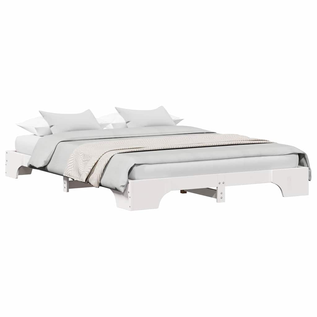 Cadre de lit Blanc 150 x 200 cm Bois massif en pin - XIOS