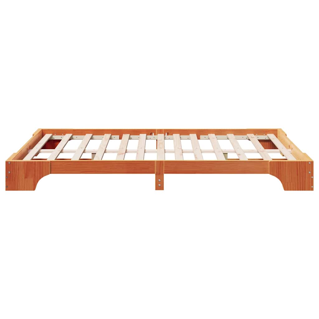 Cadre de lit Brun cire 150 x 200 cm Pin massif - XIOS