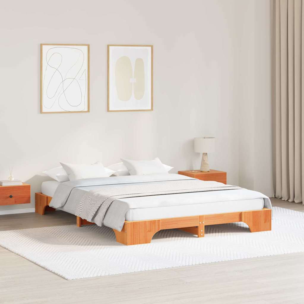 Cadre de lit Brun cire 140 x 200 cm Pin massif - XIOS