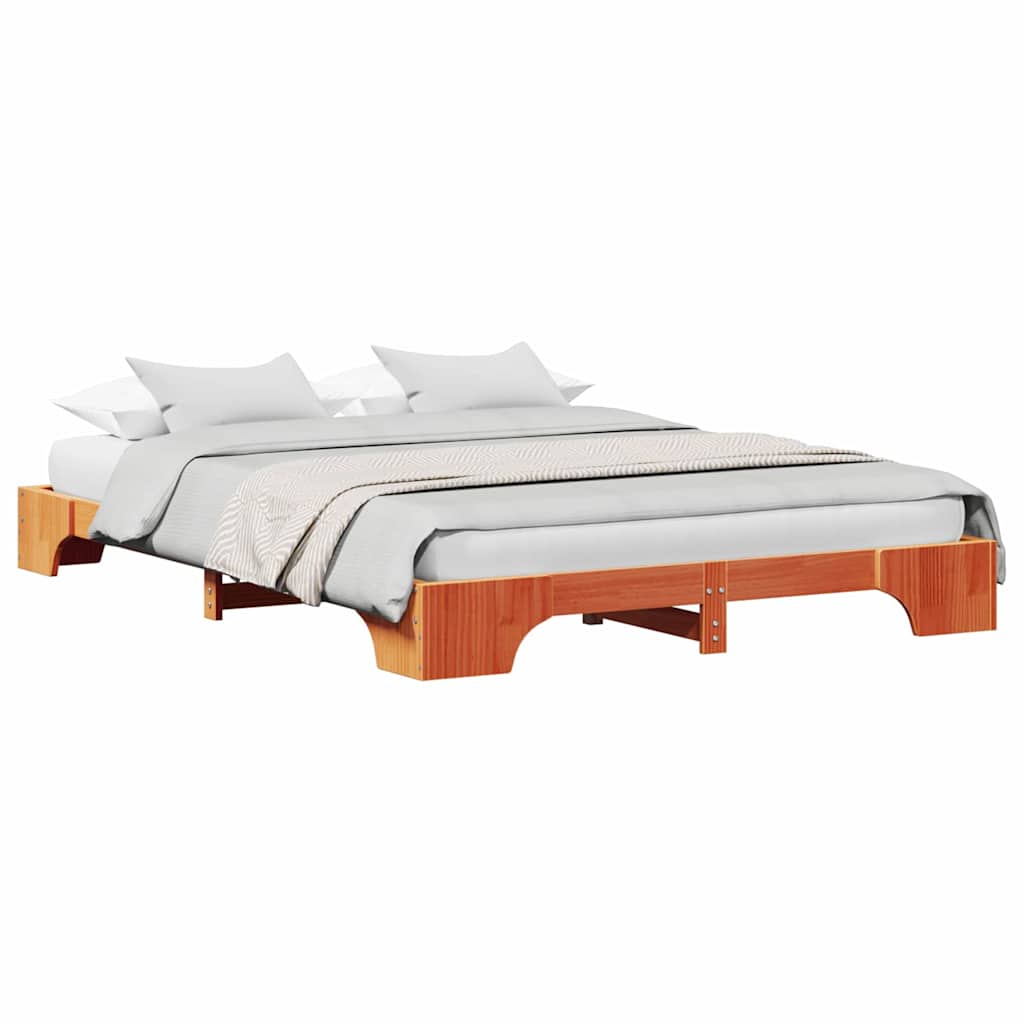 Cadre de lit Brun cire 140 x 200 cm Pin massif - XIOS