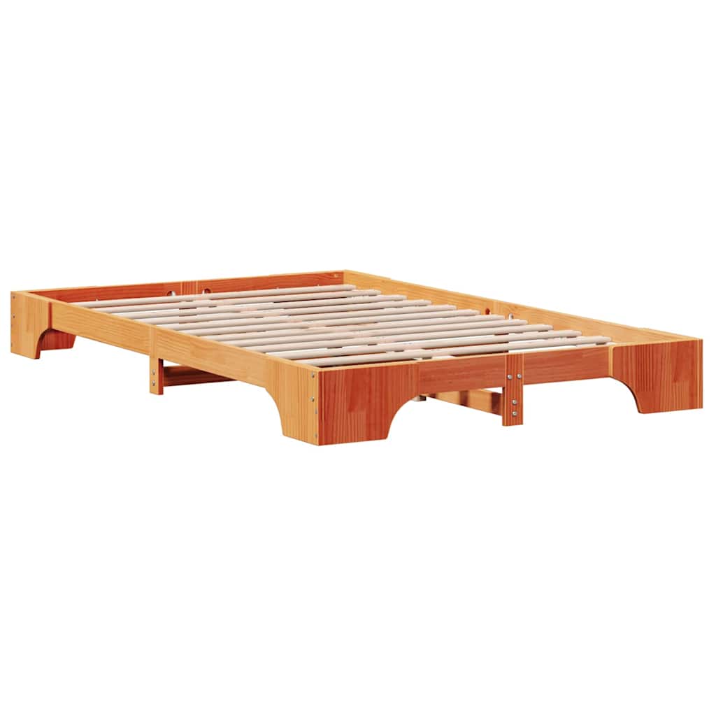 Cadre de lit Brun cire 135 x 190 cm Pin massif - XIOS