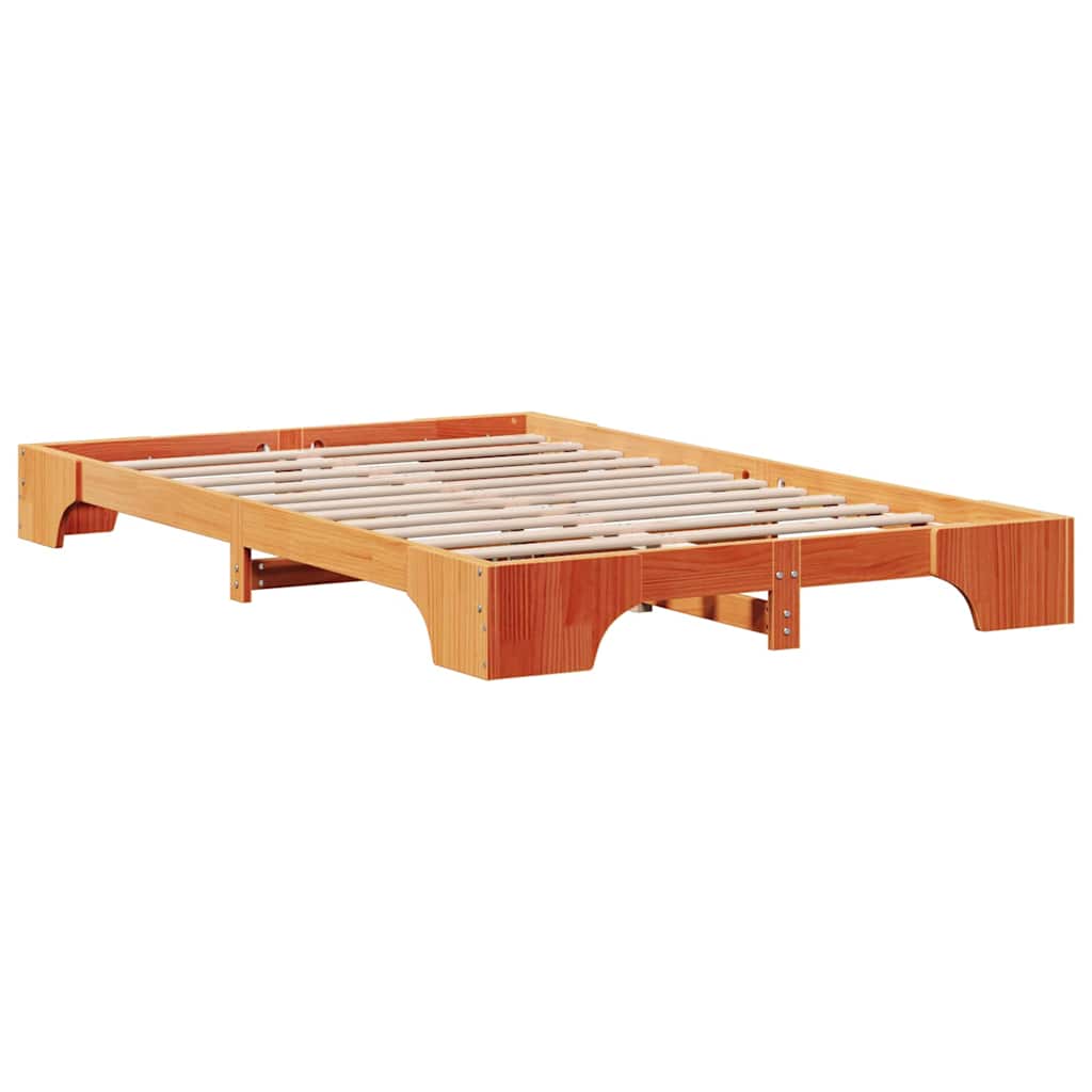 Cadre de lit Brun cire 135 x 190 cm Pin massif - XIOS